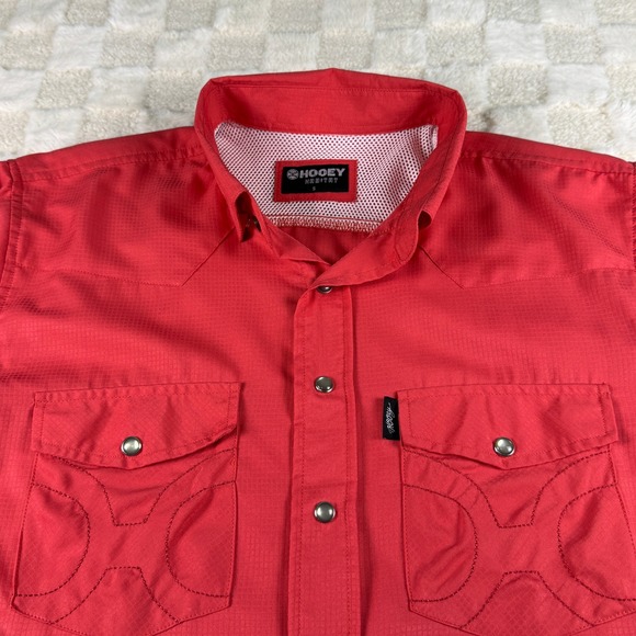HOOEY HABITAT Men's Western Snap Button Long Sleeve‎ Shirt Size S Red - Picture 12 of 16